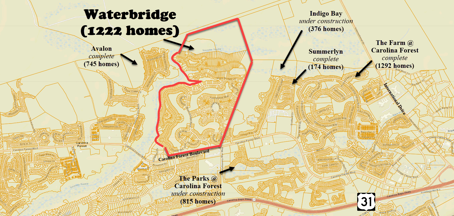 Waterbridge new home community in Carolina Forest